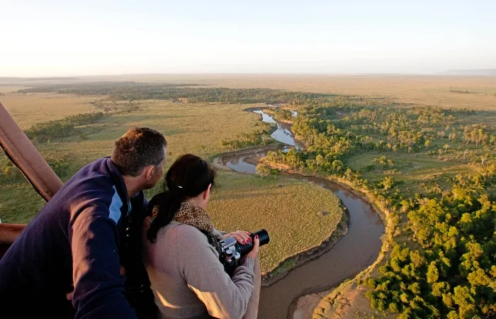 Vue depuis une montgolfière au Kenya